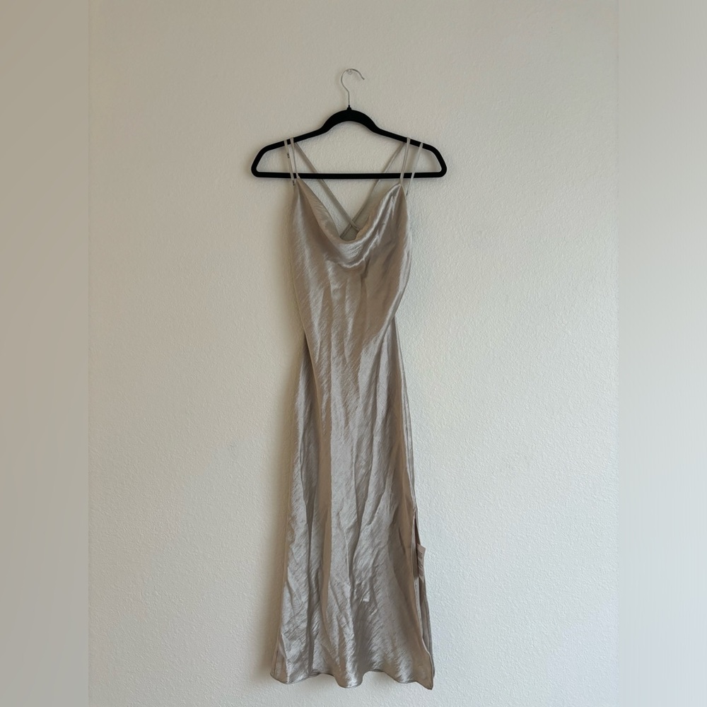 ASOS Bias Cut Satin Champagne Midi Dress